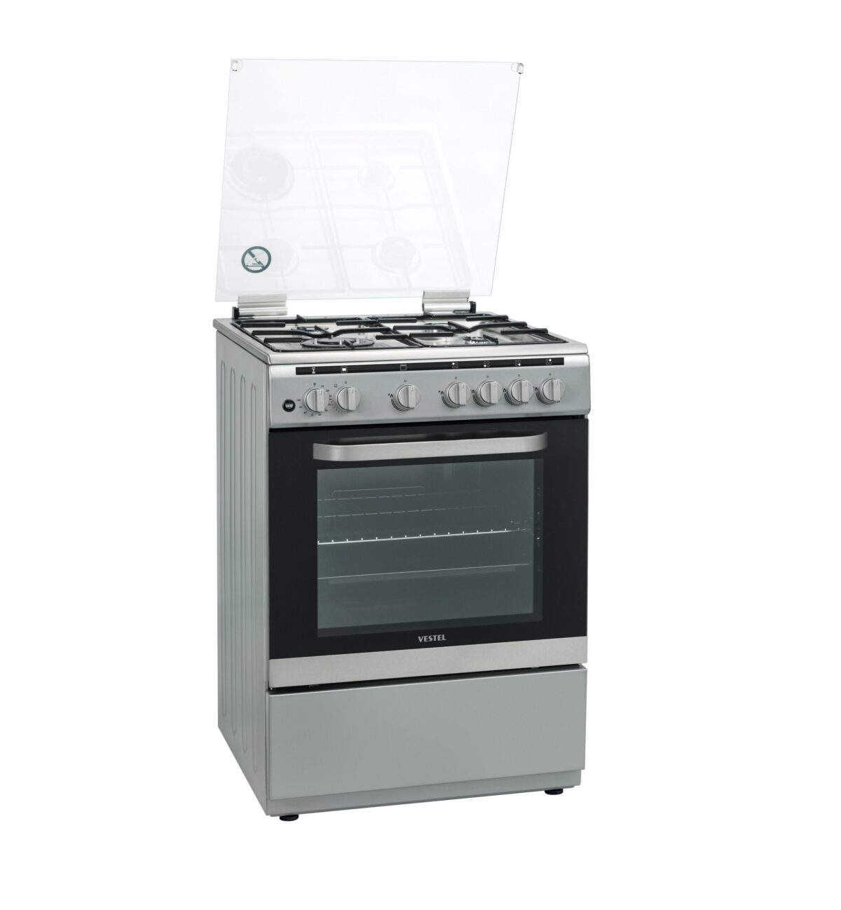 فرن غاز فيستل / 4 عيون/ 60*60 سم / نوع موقد مينا / امان كامل / ستيل  - (FG6P4089NX) - Image 1