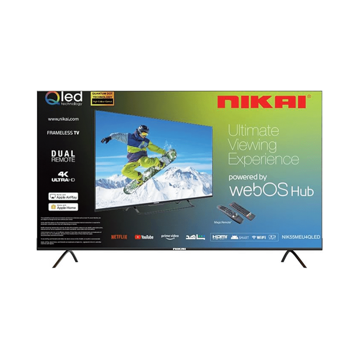 ⁦(NIK55MEU4QLED) - شاشة نيكاي كيوليد 55بوصة الترا (ويب او اس) / سمارت / تصميم إطار نحيف / 2يو اس بي / 3 اتش دي ام اي⁩ - الصورة ⁦2⁩